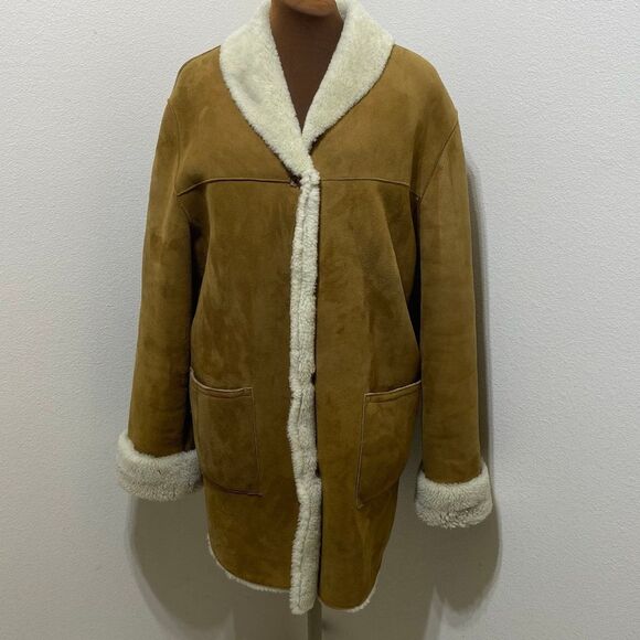 Vintage Owen Barry Tan Shearling
Jacket Coat Women’s Size Large - Picture 7 of 12
